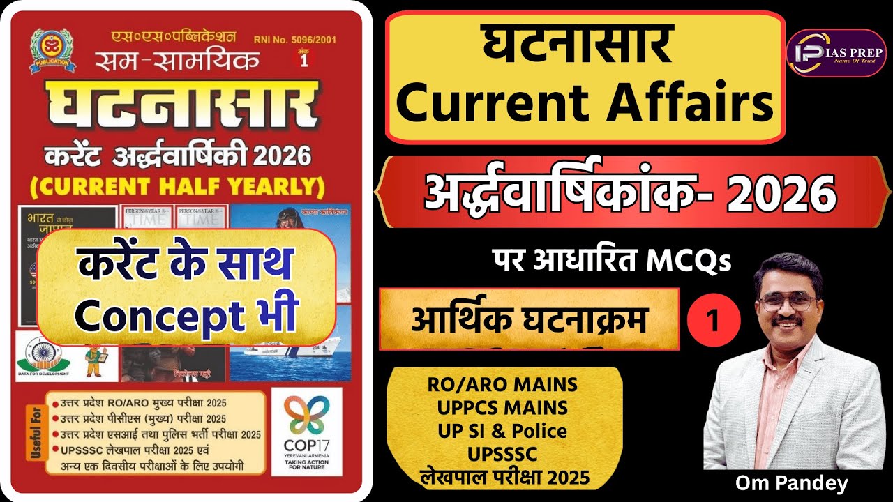 घटनासार करेंट अर्धवार्षिकी 2026 | आर्थिक घटनाक्रम-1 | GHATNASAR HALF YEARLY CURRENT AFFAIRS 2025