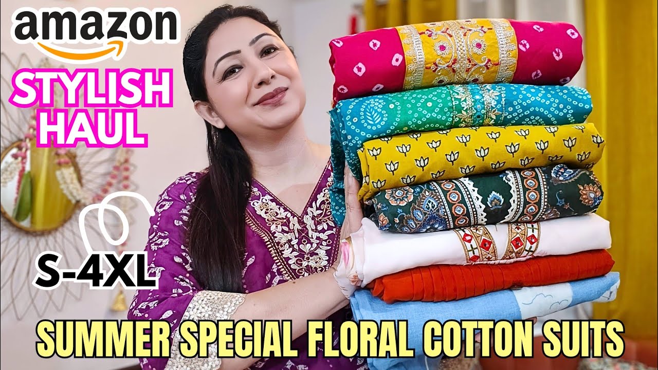 Amazon 🎀 Affordable Summer Kurta Set Haul 🎀 Floral Print Kurta Pant & dupatta / Pure Cotton Suit Set