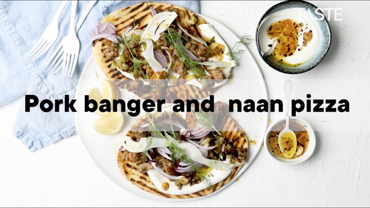 Pork banger and naan pizza  | Woolworths TASTE Magazine