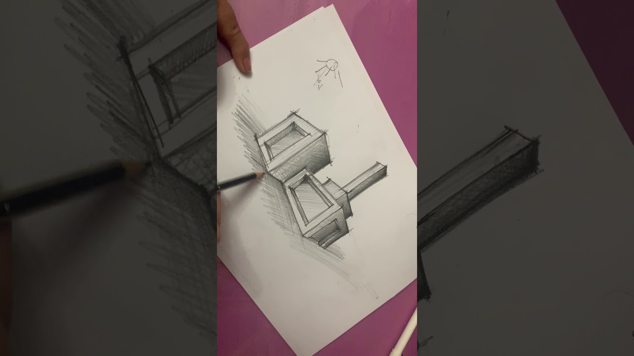 إظهار معماري لمنظور بالقلم الرصاص الجزء الثاني / training a perspective sketch by pencil Part two