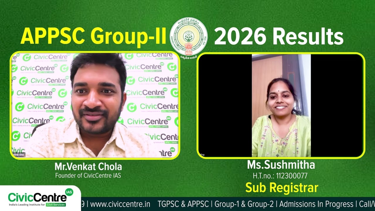 Ms.Sushmitha |Sub Registrar | APPSC Group 2 | 2026 Results | CivicCentre IAS