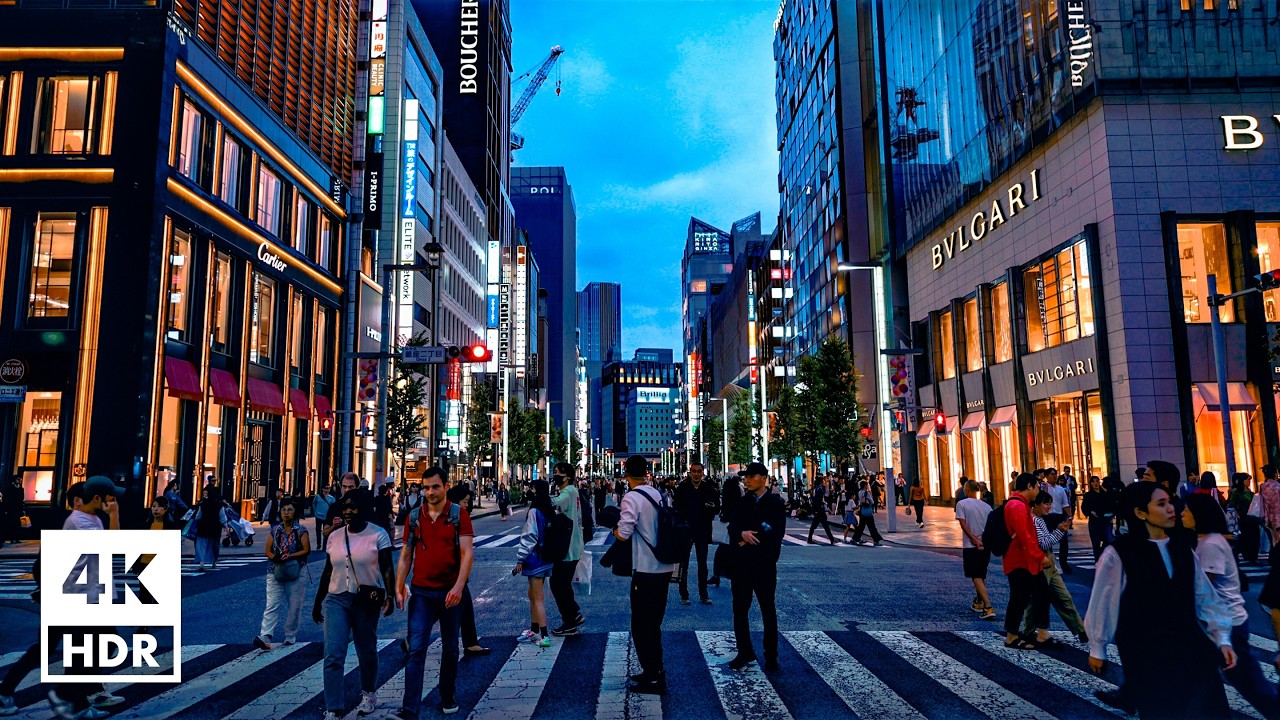 From Tokyo Station to Ginza at dusk | 4K HDR with Binaural Japanese Sounds