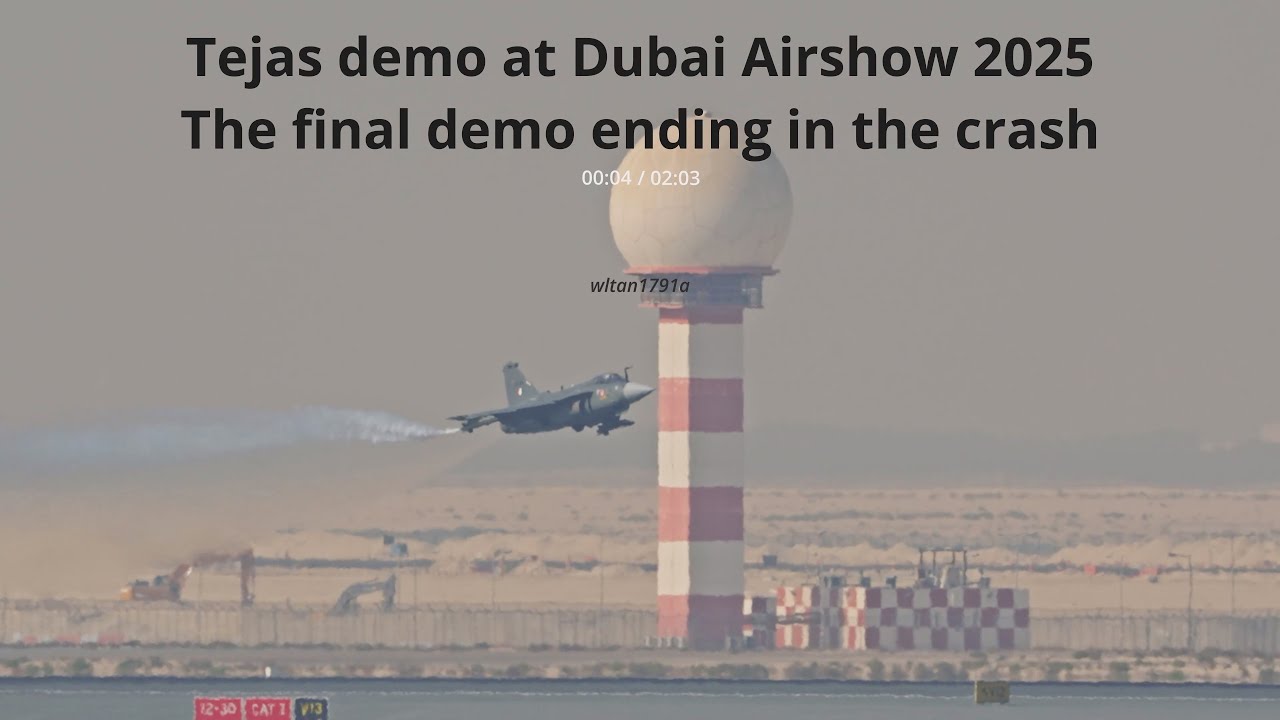 Dubai Airshow Tejas final demo ending in the crash #tejas #indianairforce #dubaiairshow #planecrash