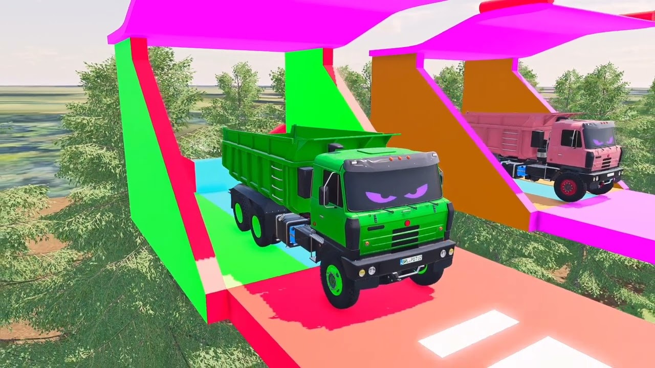 EPIC DOUBLE FLATBED TRANSPORT WITH COLORFUL MIXER TRUCKS | FS22 ARENA#fs22gameplay #farmingsimulator