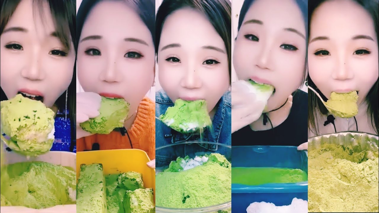 ASMR ice eating | YY ice eating with heavy matcha powder | Ice Lover