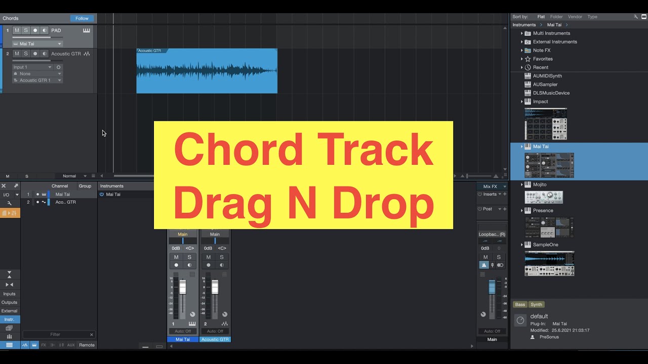 New In Studio One 5.3 Chord Track Drag n Drop!