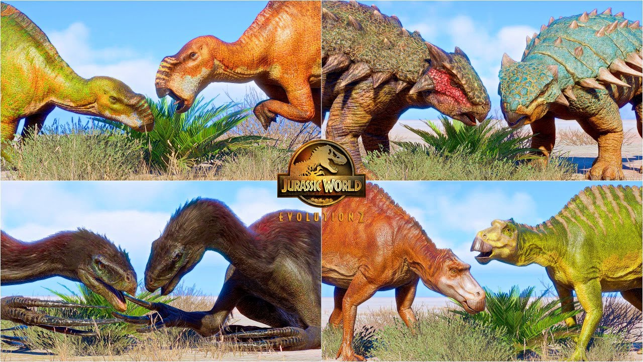 ALL 56 HERBIVORE AND OMNIVORE DINOSAURS FEEDING ANIMATIONS IN JURASSIC WORLD EVOLUTION 2