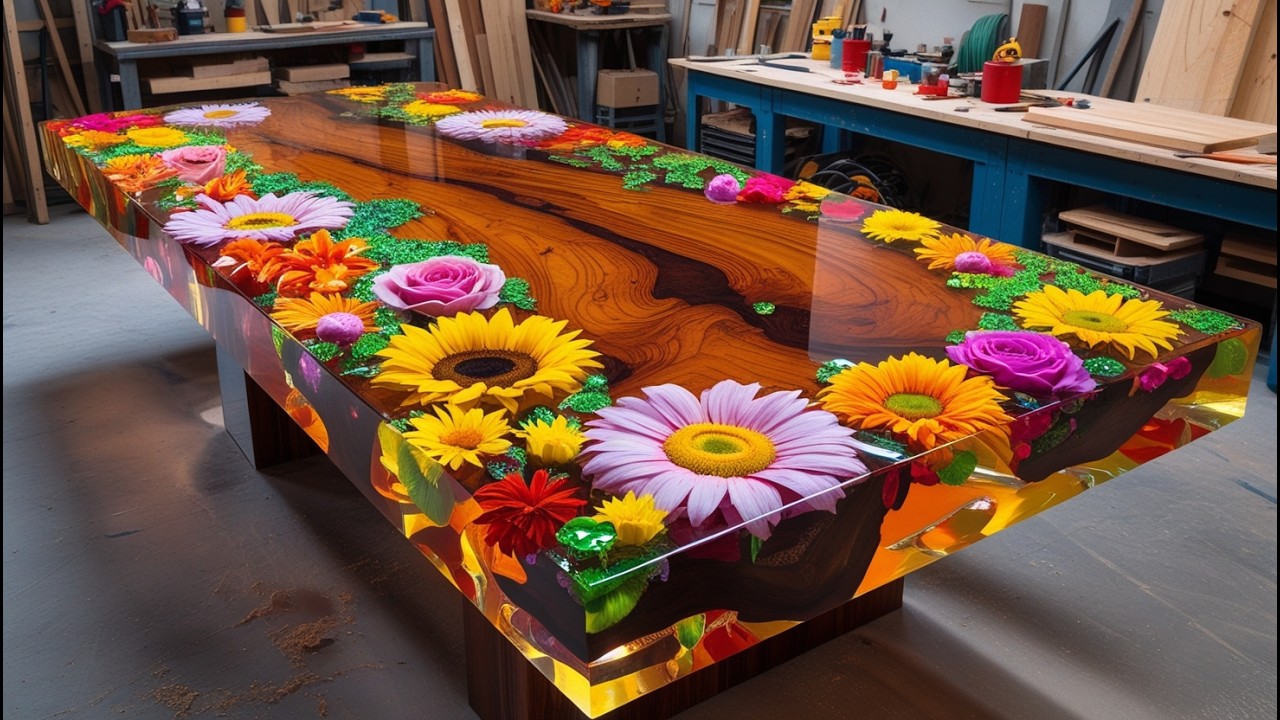 He Used FAKE Flowers to Make This Real Emotional Table?! Rainy Day Epoxy Flower Coffee Table Build