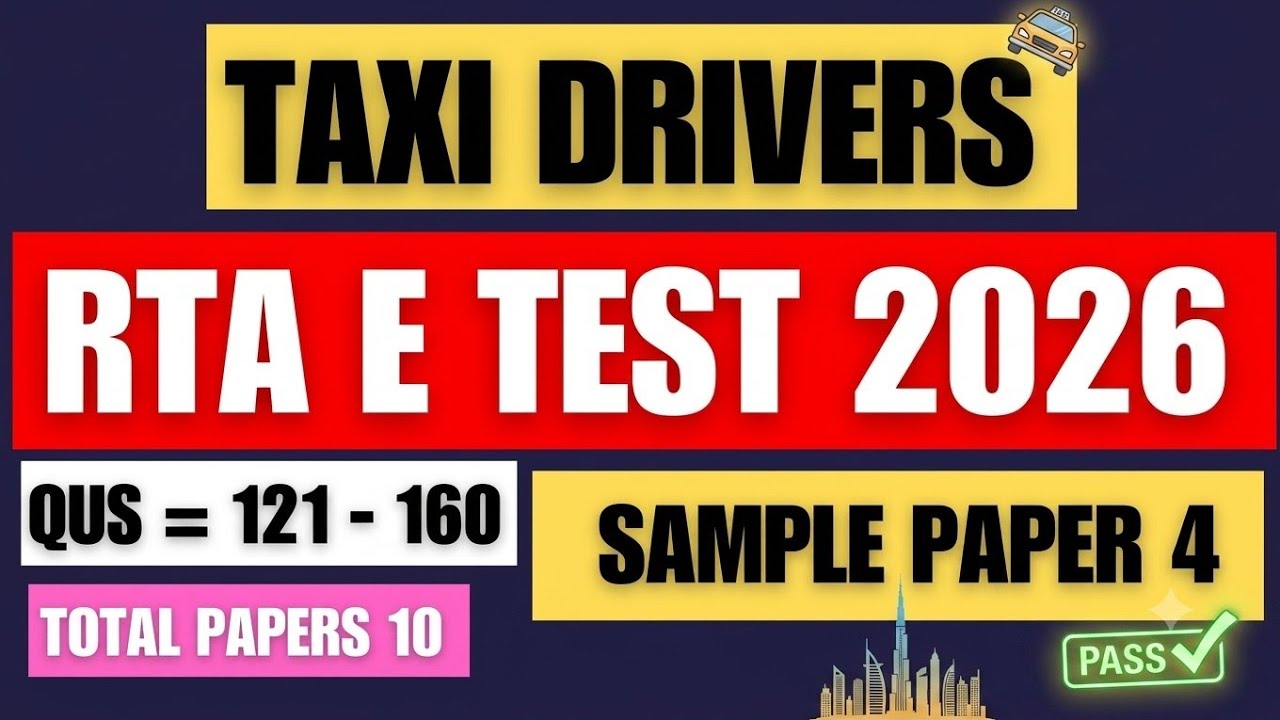 2024 RTA E Test for Taxi Drivers | e test Part 4 | #rta e test