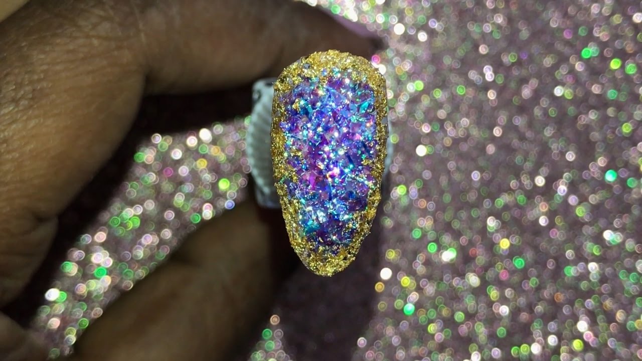 How To: Gold Encrusted Geode Nail Art