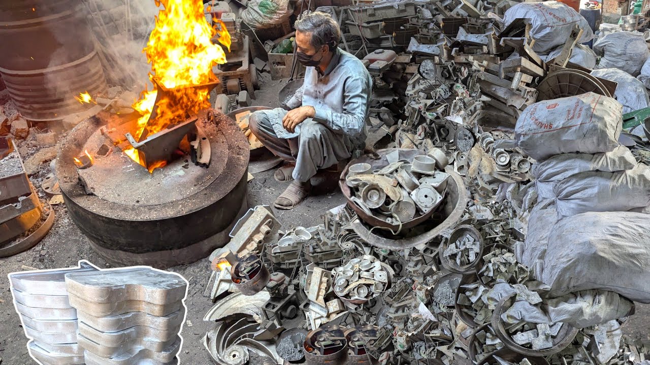 Amazing Process of Recycling Aluminium Scrap | Melting Aluminum Metal into parts | Making Process