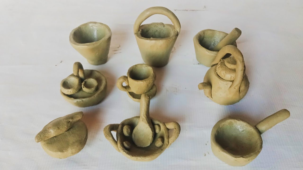 Amazing technique Handmade kitchen set with Clay | How to make mini kitchen set