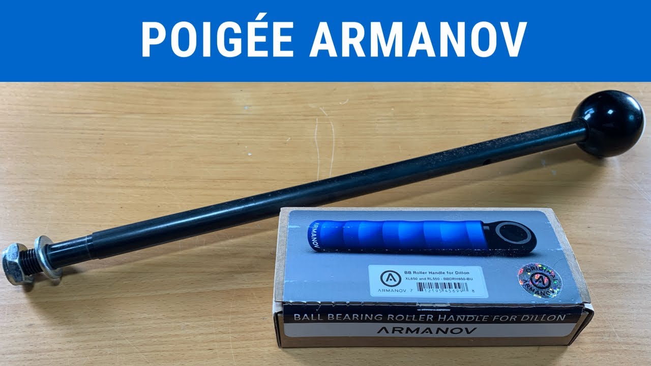 Poign&eacute;e sur roulement pour presse Dillon 650 ou 550 par Armanov pr&eacute;sentation Nico Firearms