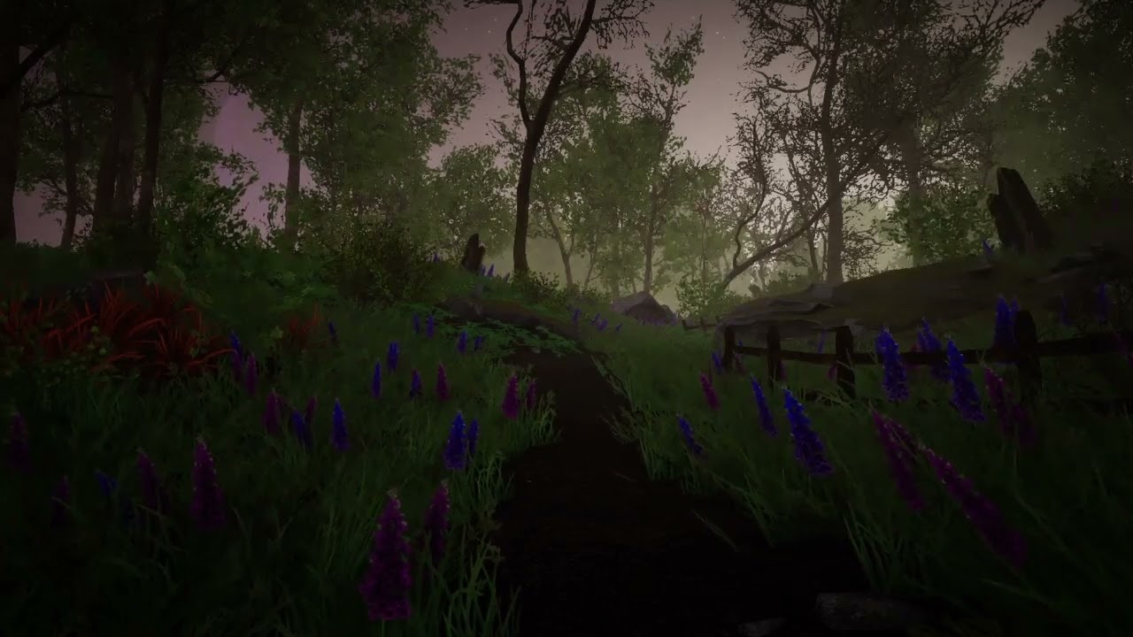 Relaxing forest path with flowers ambience to help with sleep and study