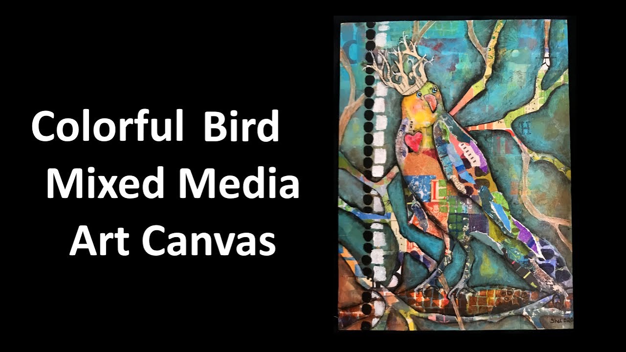 Colorful Bird Mixed Media Canvas Art