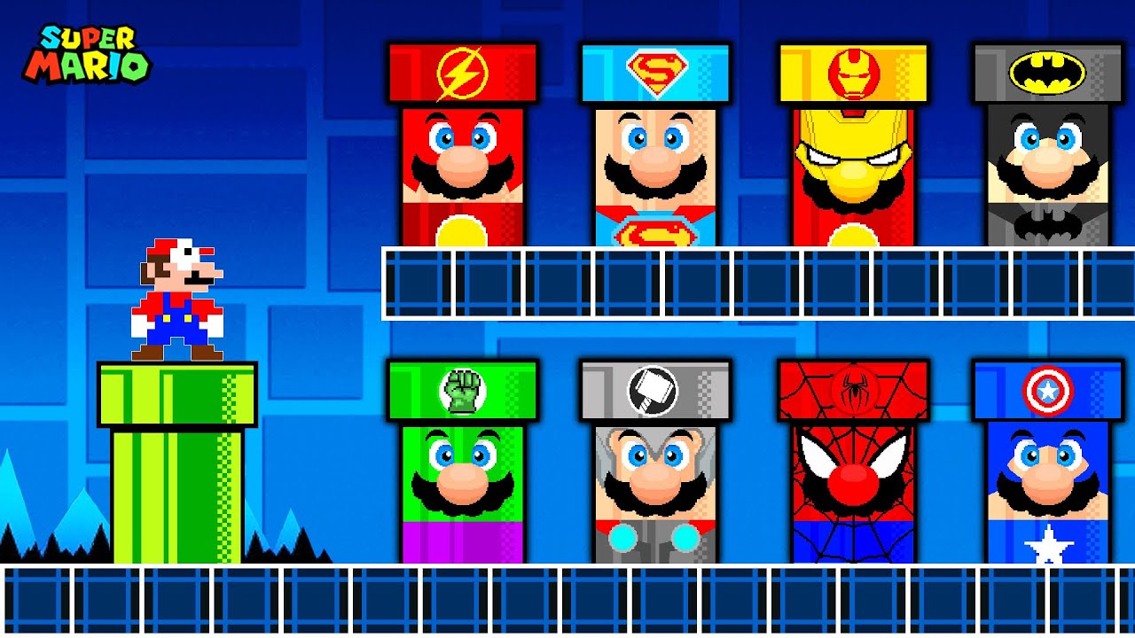 Mario Became IMMORTAL in Super Mario Bros. with More Custom SUPERHERO Power Pipes