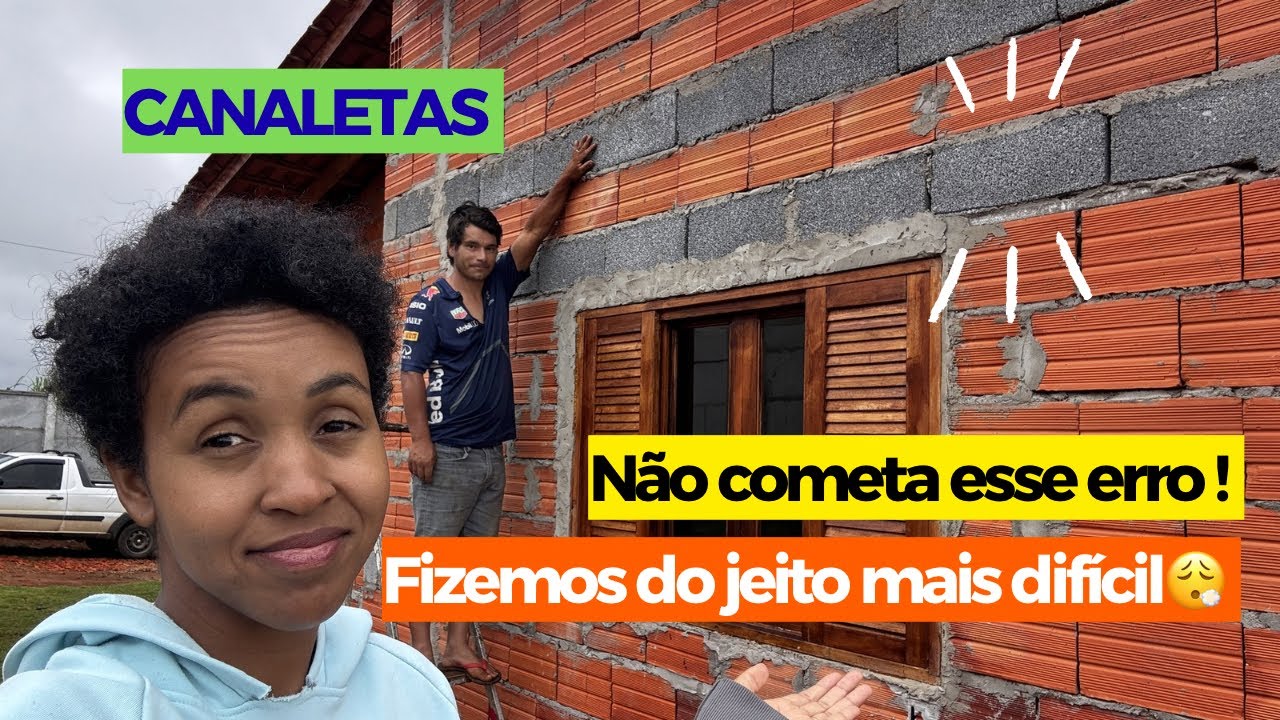 Enchendo as canaletas de concreto/ Cinta de amarração 
