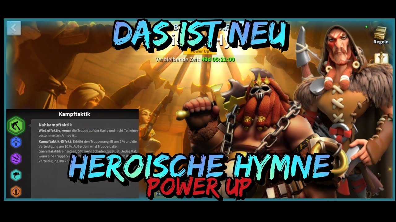 Rise of Kingdoms ~ Neues bei Heroische Hymne (Power Up)