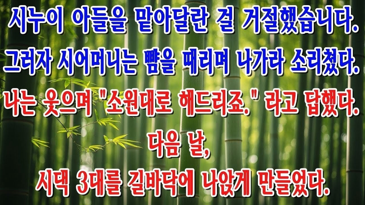 ＂싫으면 꺼져!＂ 시누이 아들 맡기를 거부하자 뺨을 때린 시어머니 저는 웃으며 소원을 들어드렸고, 다음 날 시댁 3대는 길바닥에 나앉았습니다