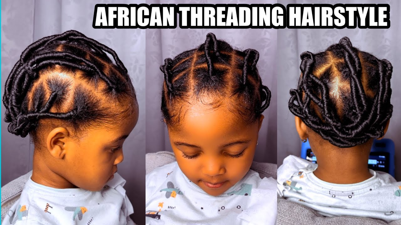 HOW TO: AFRICAN THREADING HAIRSTYLE WITH BRAZILIAN WOOL || TRENDING KIDS HAIRSTYLE ON NATURAL HAIR