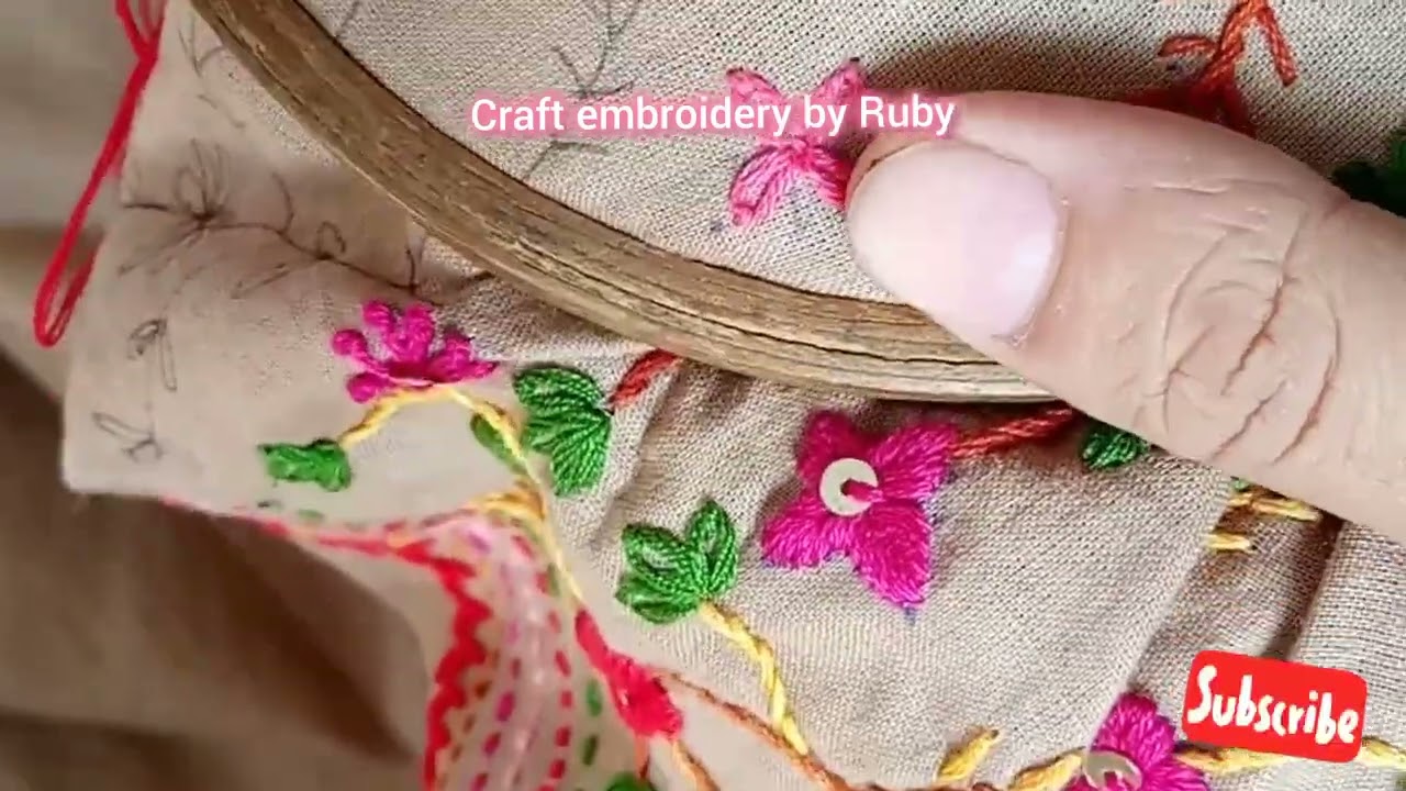 Hand embroidery flowers design