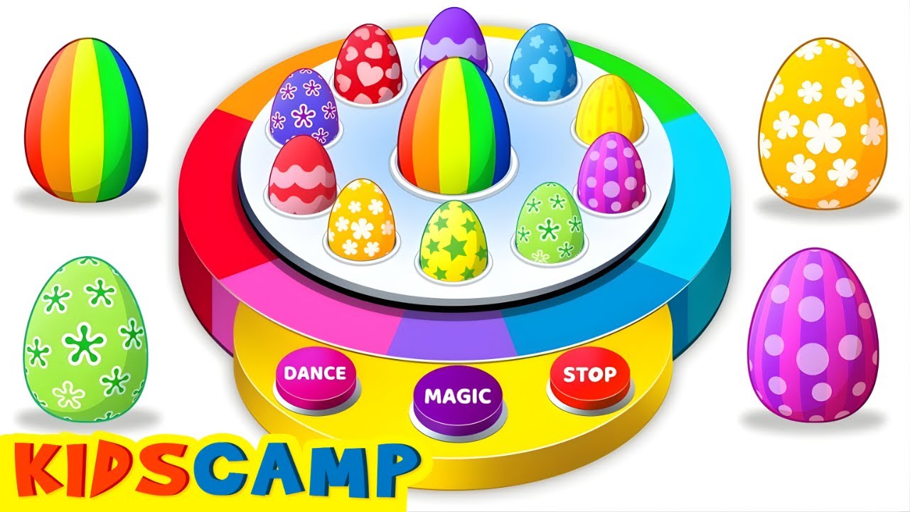 🌈 Surprise Dancing Eggs | Learn Colors | Educational Songs And Kids Videos By KidsCamp