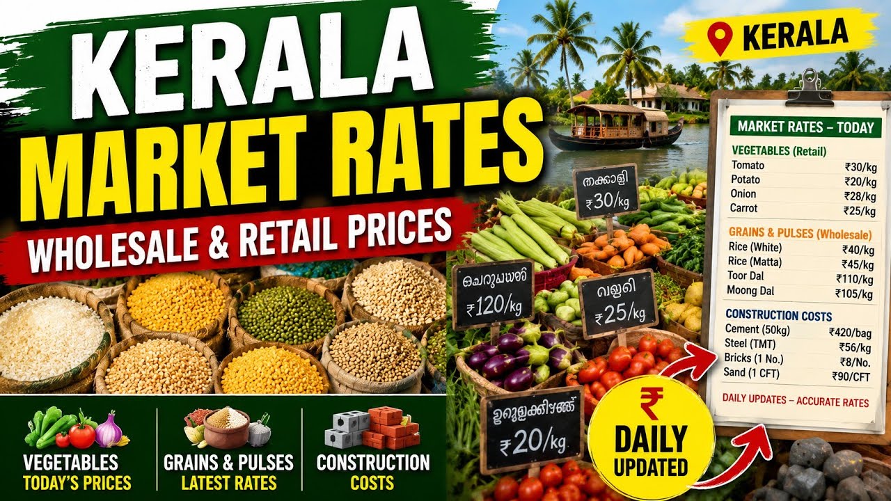 Kerala Market Rates: Wholesale & Retail Prices (Vegetables, Grains & Construction Costs)