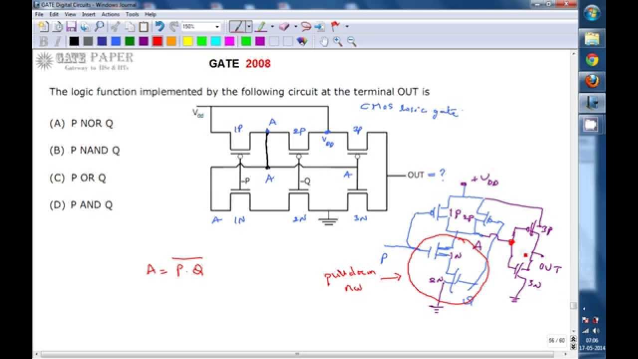 GATE 2008 ECE CMOS logic circuit with inverter