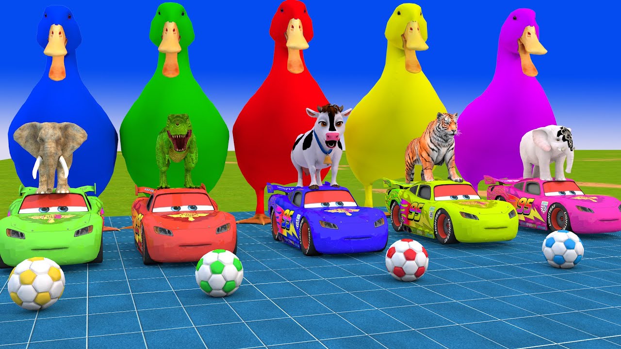 Long Slide Game With Cow Elephant Gorilla Hippopotamus Tiger - 3d Animal Game - Funny 3d Animals