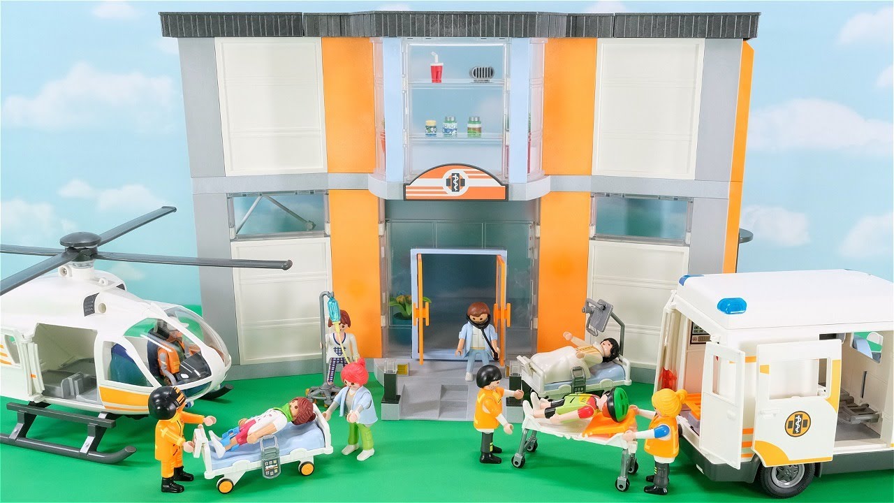 Unbox, build and play with Playmobil Large Hospital Playset, Rescue Helicopter and Ambulance Toys
