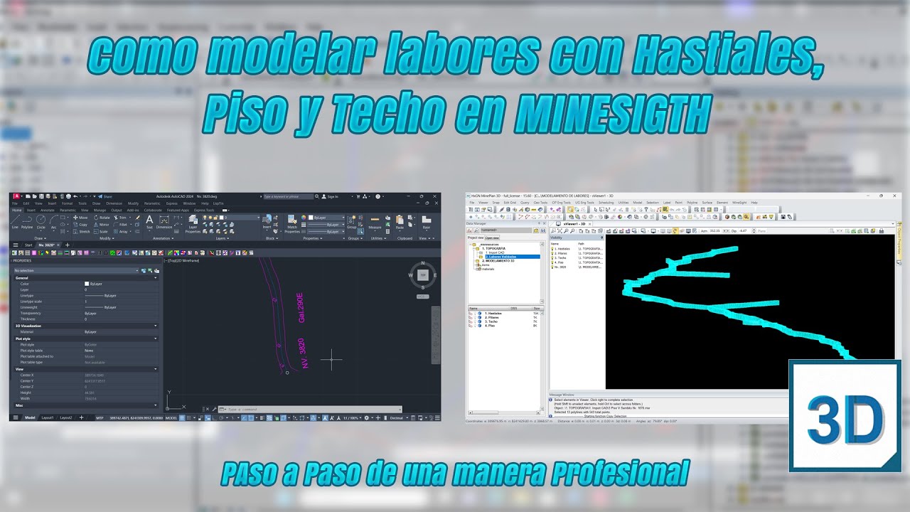 Modelado de Labores en Minesight: Hastiales, Piso y Techo | Guía Paso a Paso Super Fácil