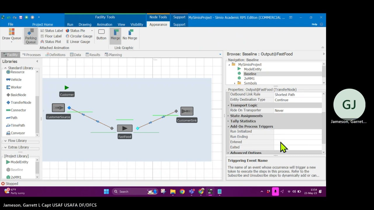 Triggering Processes in Simio