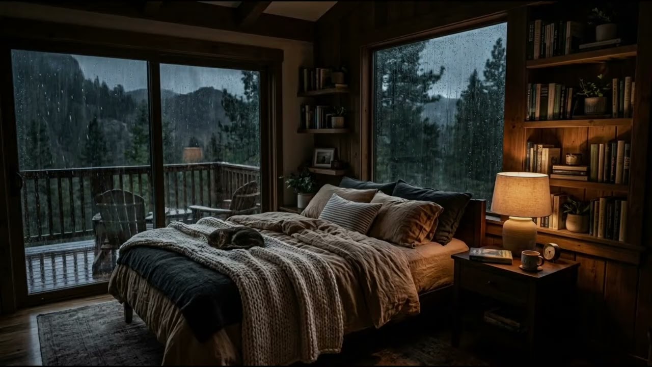 Heavy Rain in a Cozy Japanese Ryokan 🌧️ Zen Garden Ambience for Deep Sleep & Relaxation