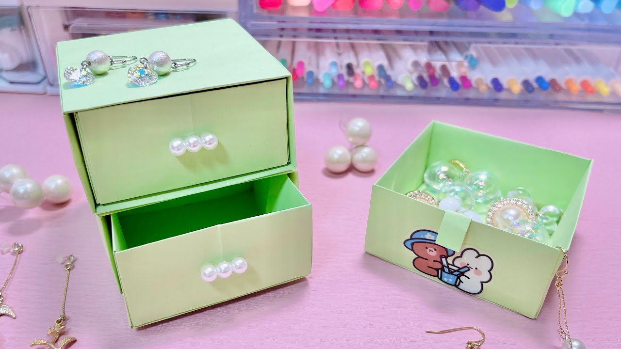 【組み合わせ自由⑦】かわいい引き出し箱の作り方✨しっかりとしたおりがみ収納ケース💕（引き出し）