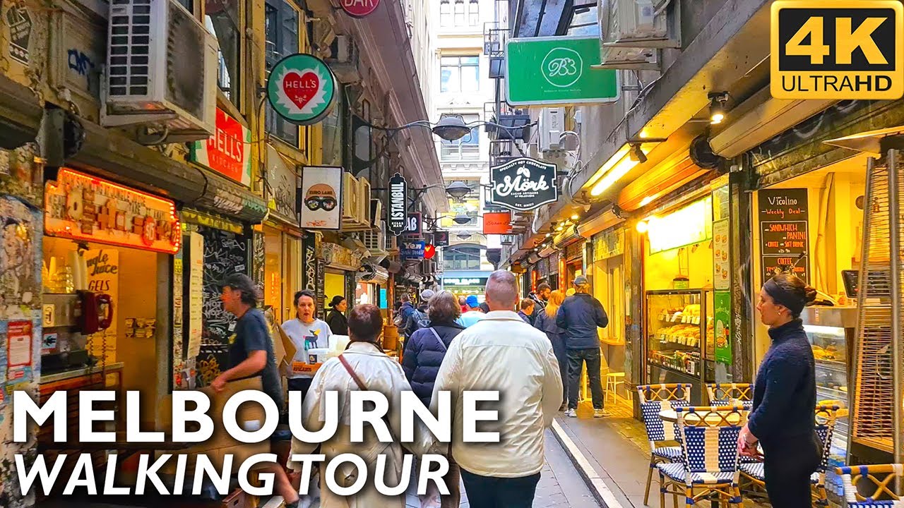 Melbourne Australia City Walking Tour - From Centre Place to Market Lane | 4K Video
