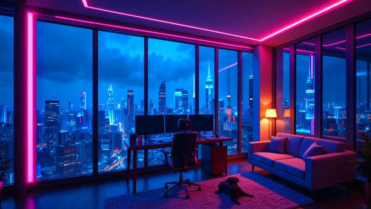 90s City Nights Lofi 🌧️ Warm Balcony Rain Music for Sleep