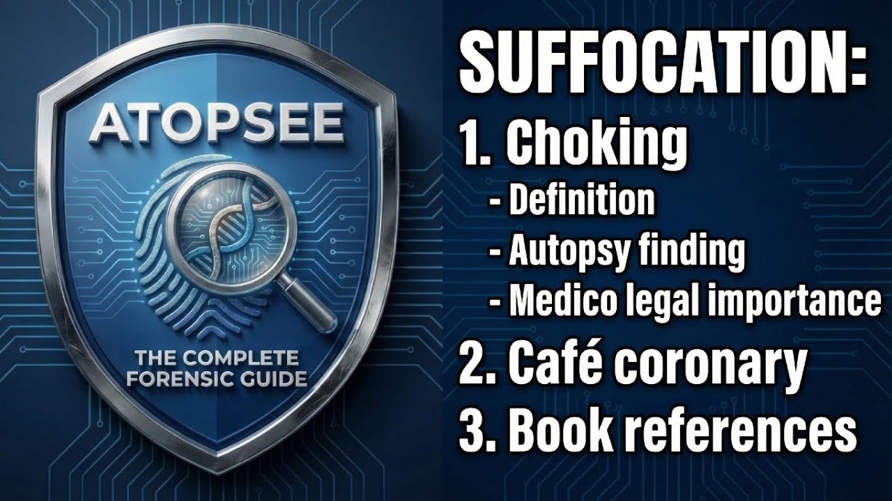 Suffocation: choking,cafe coronary, defination,autopsy findings 