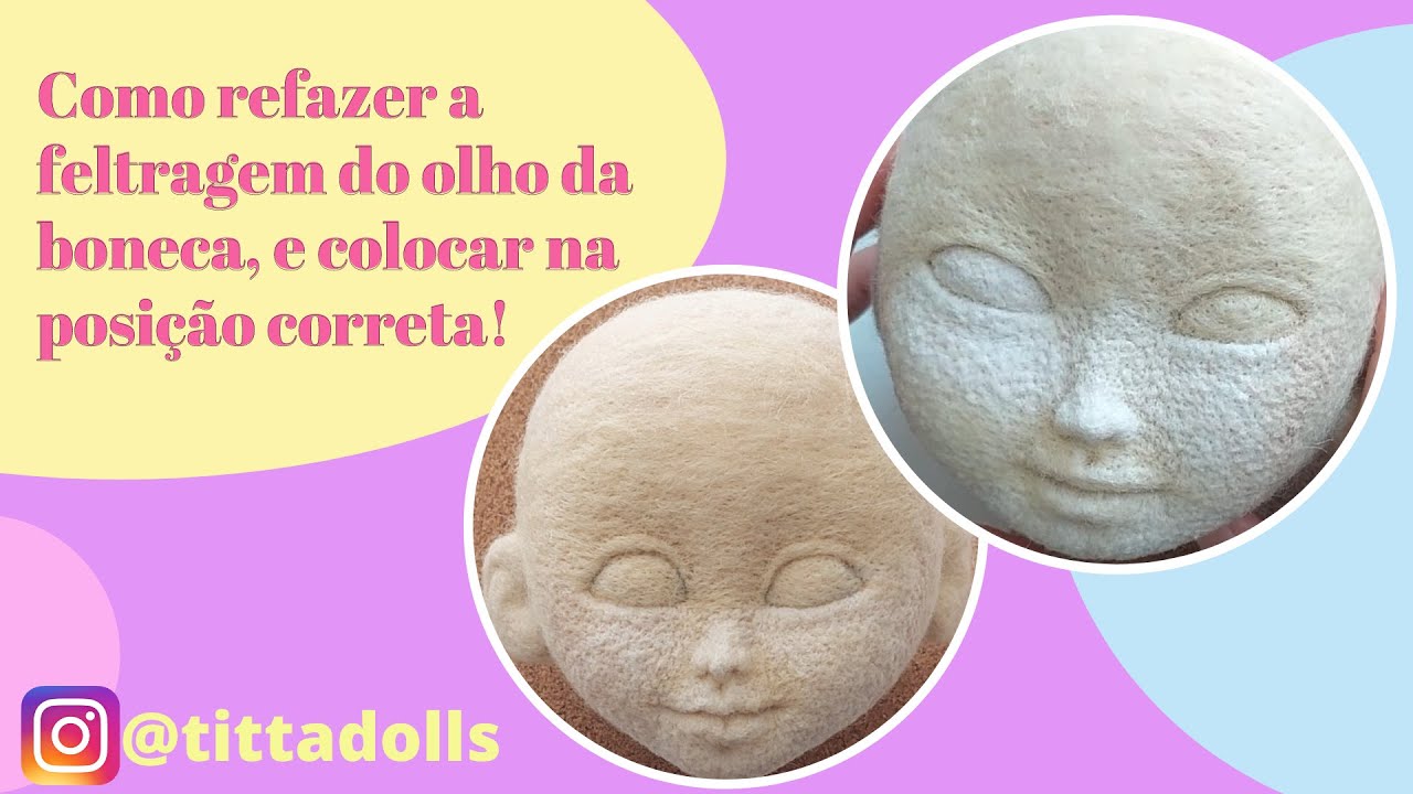 Como refazer a feltragem do olho de boneca de pano modelada
