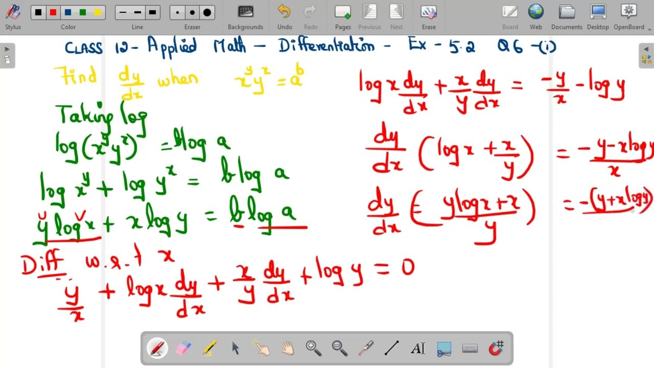 Find dy/dx when x^y y^x = a^b  #differentiation, #news , #maths, #class12maths