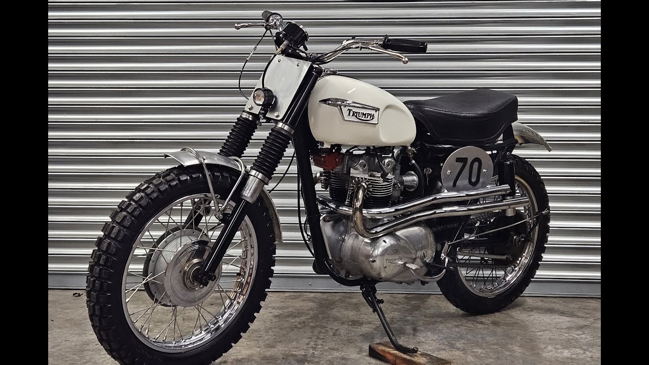 TRIUMPH T100SS Desert Sled Street Scrambler 1970 года. Обойдите вокруг и заведите.