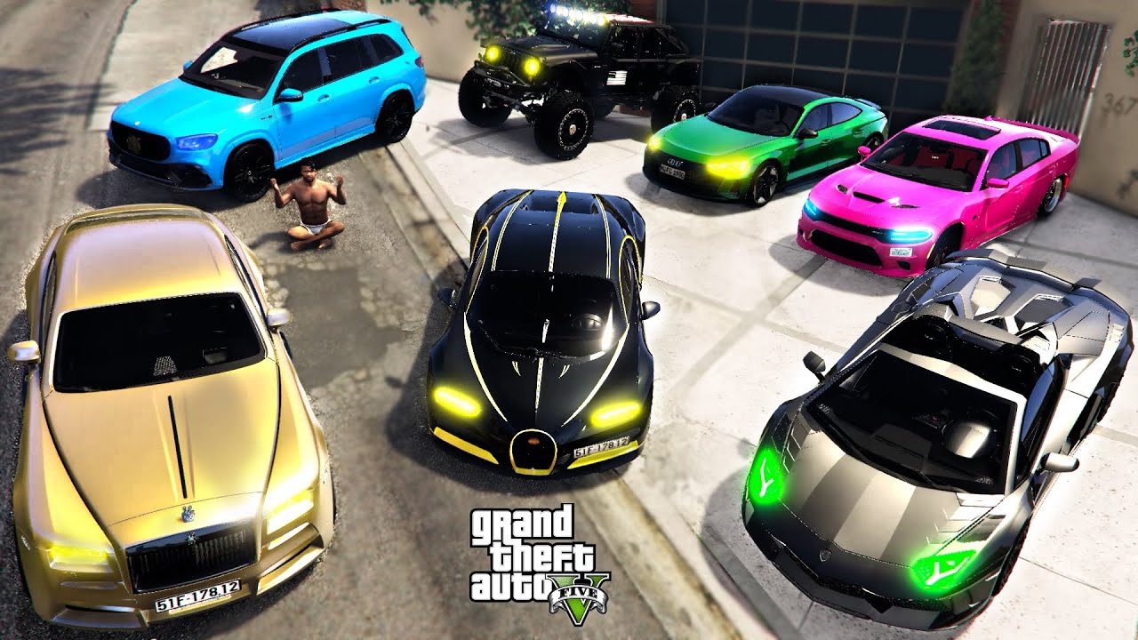 GTA 5 - Stealing $100,000,000 Luxury Cars with Franklin! (GTA 5 Real Life Cars)