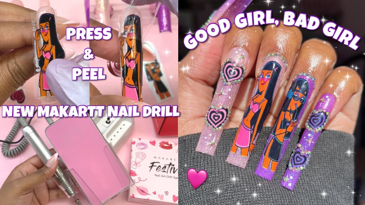 VDAY PRESS ON NAILS USING STICKER TRANSFERS! 💜 Mini Makartt Product Haul | Nostalgic Bling Hearts