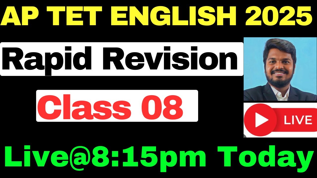 AP TET 2025  ENGLISH LIVE CLASSES🔴LIVE@🔴8.15 PM RAPID REVISION CLASS 8 EXPLANATION BY SANDEEP SIR