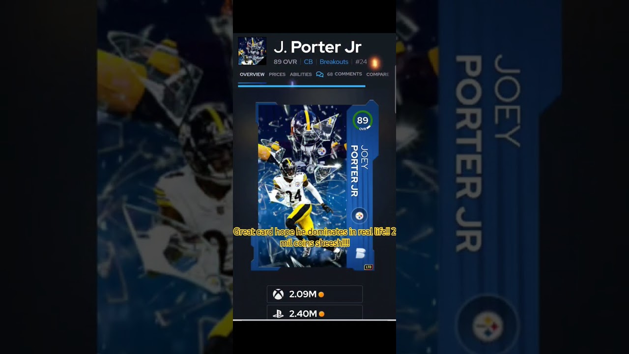 CB Joey Porter JR LTD crazy price #mut #easportsmadden #mut25