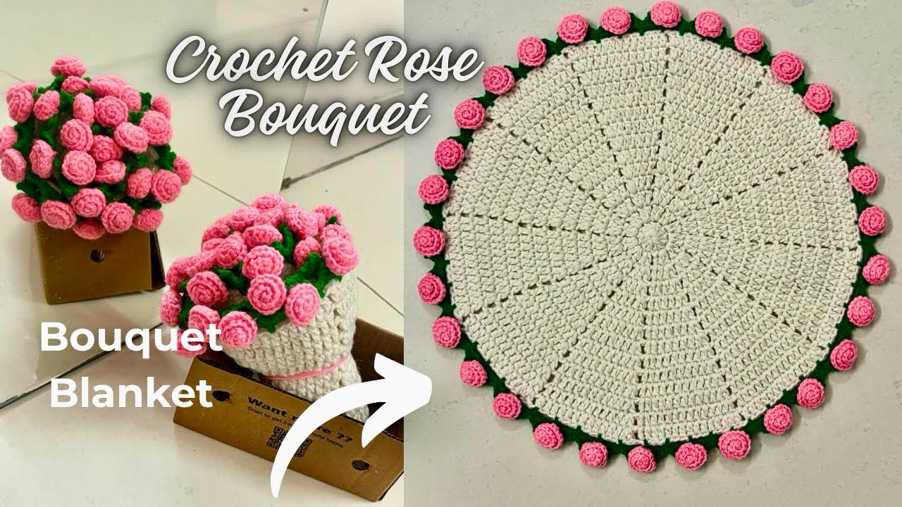 🌹Crochet Rose Bouquet Blanket - Any Size | How to Crochet a flower Bouquet Blanket