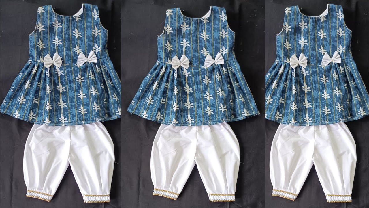 6 Month Baby Afghani Salwar With Side Plated Frock Cutting And Stiching!!! Aiza creation's