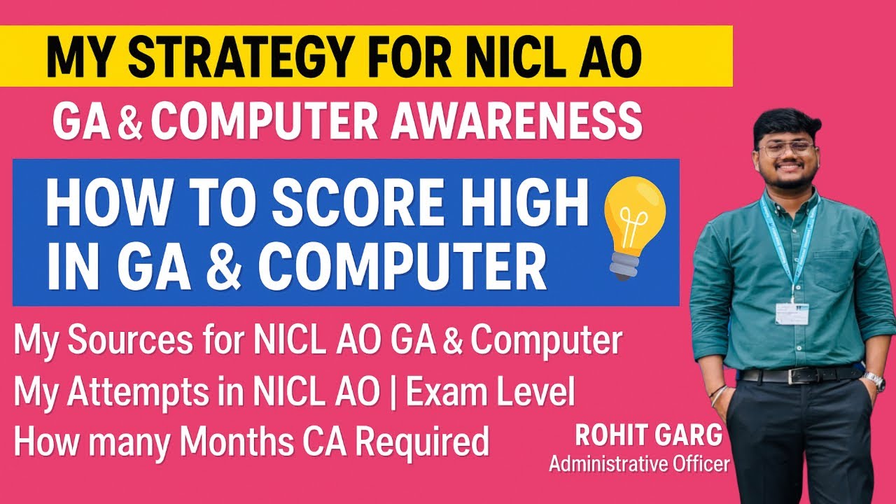 My Strategy for NICL AO GA & Computer Awareness |My Sources for NICL AO GA & Computer|Attempts|Level