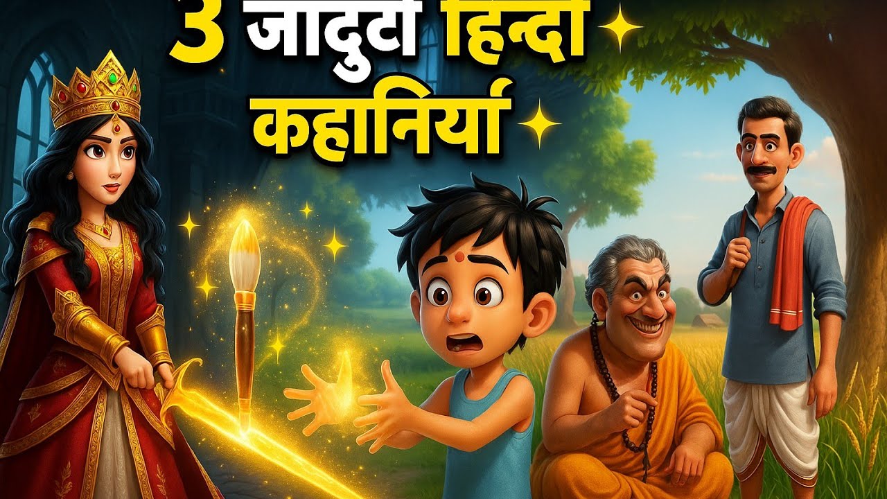 3 Magical Hindi Stories for Kids ✨ | रानी-जादूगरनी • जादुई पेंट ब्रश • ईमानदार किसान | Moral Stories