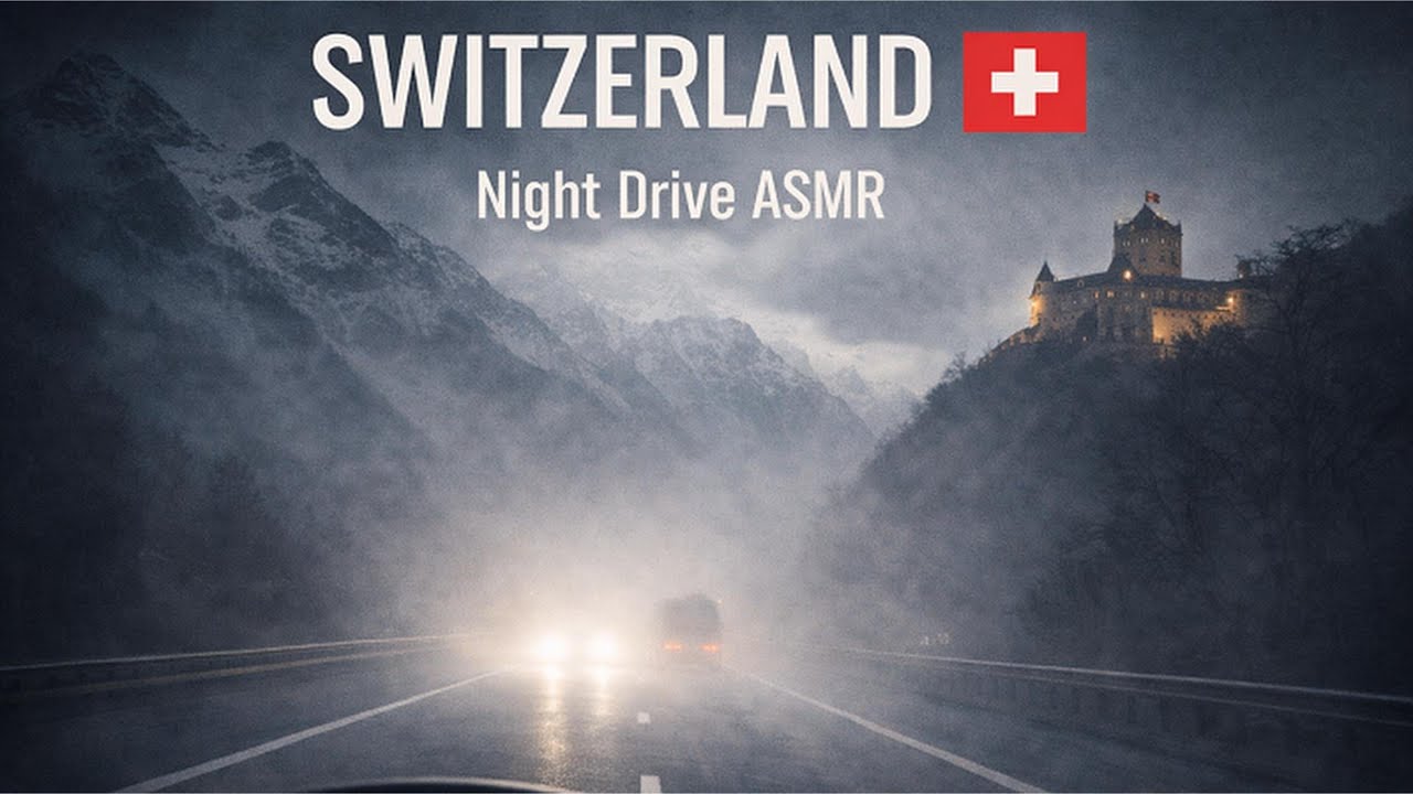 SWITZERLAND • Night Drive ASMR • Front View • 4K POV • Engine Sound Only | No Music