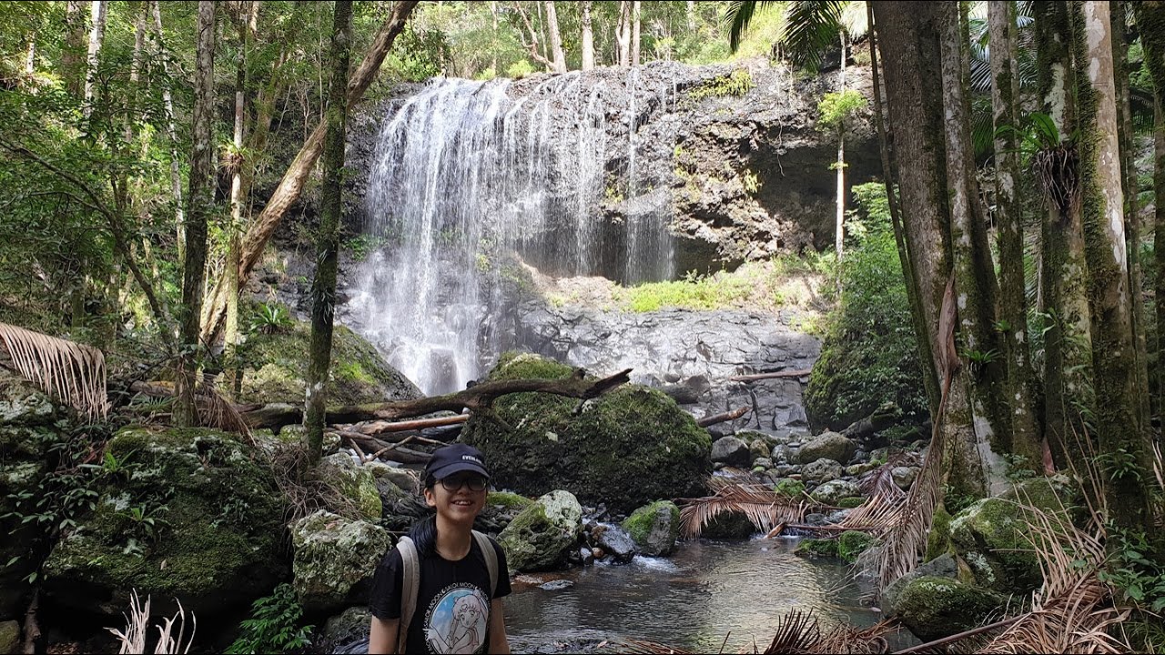 Bohgaban Falls with the kids in Binna Burra
